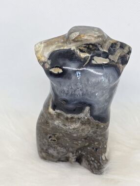 UV Reactive Volcano Agate Male Torso Carving 322g 3.79” Crystal God